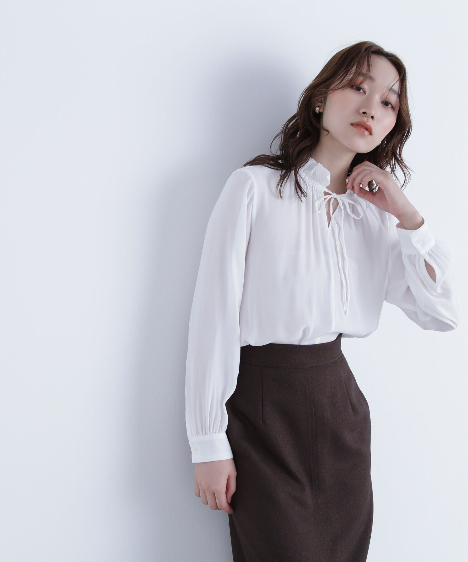  「フリルネックリボンブラウス」|シャツ・ブラウス|