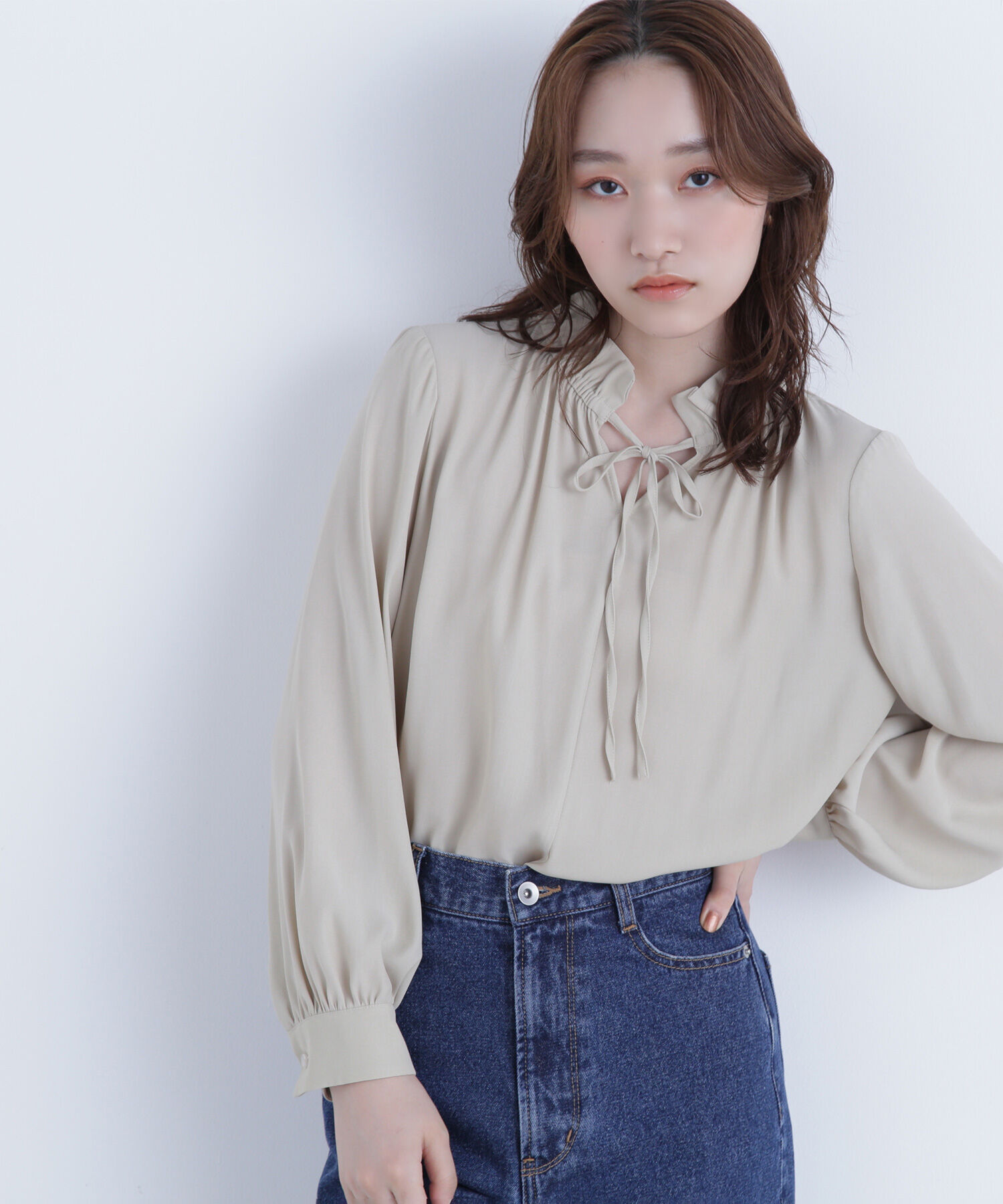  「フリルネックリボンブラウス」|シャツ・ブラウス|イエローベー