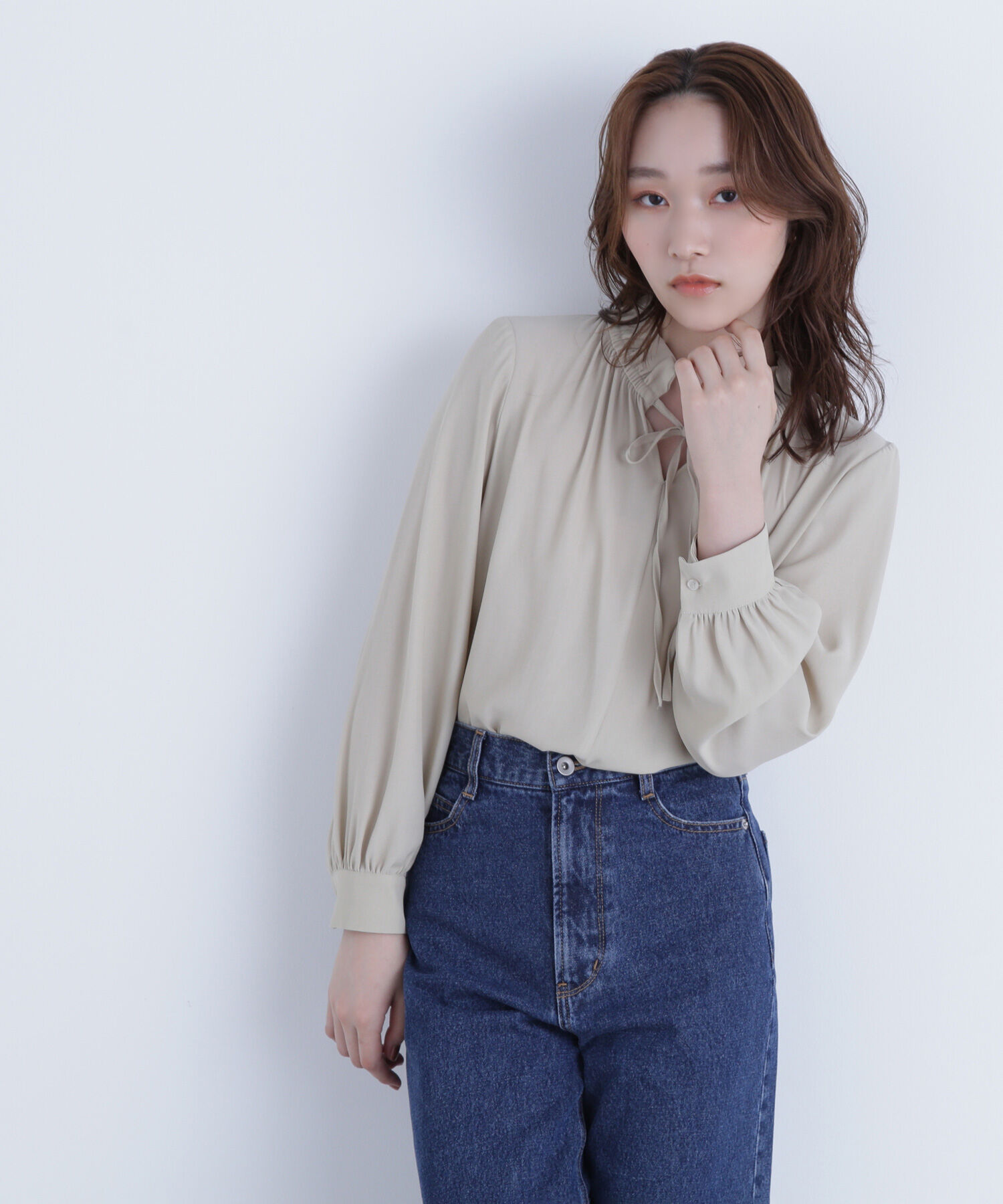  「フリルネックリボンブラウス」|シャツ・ブラウス|