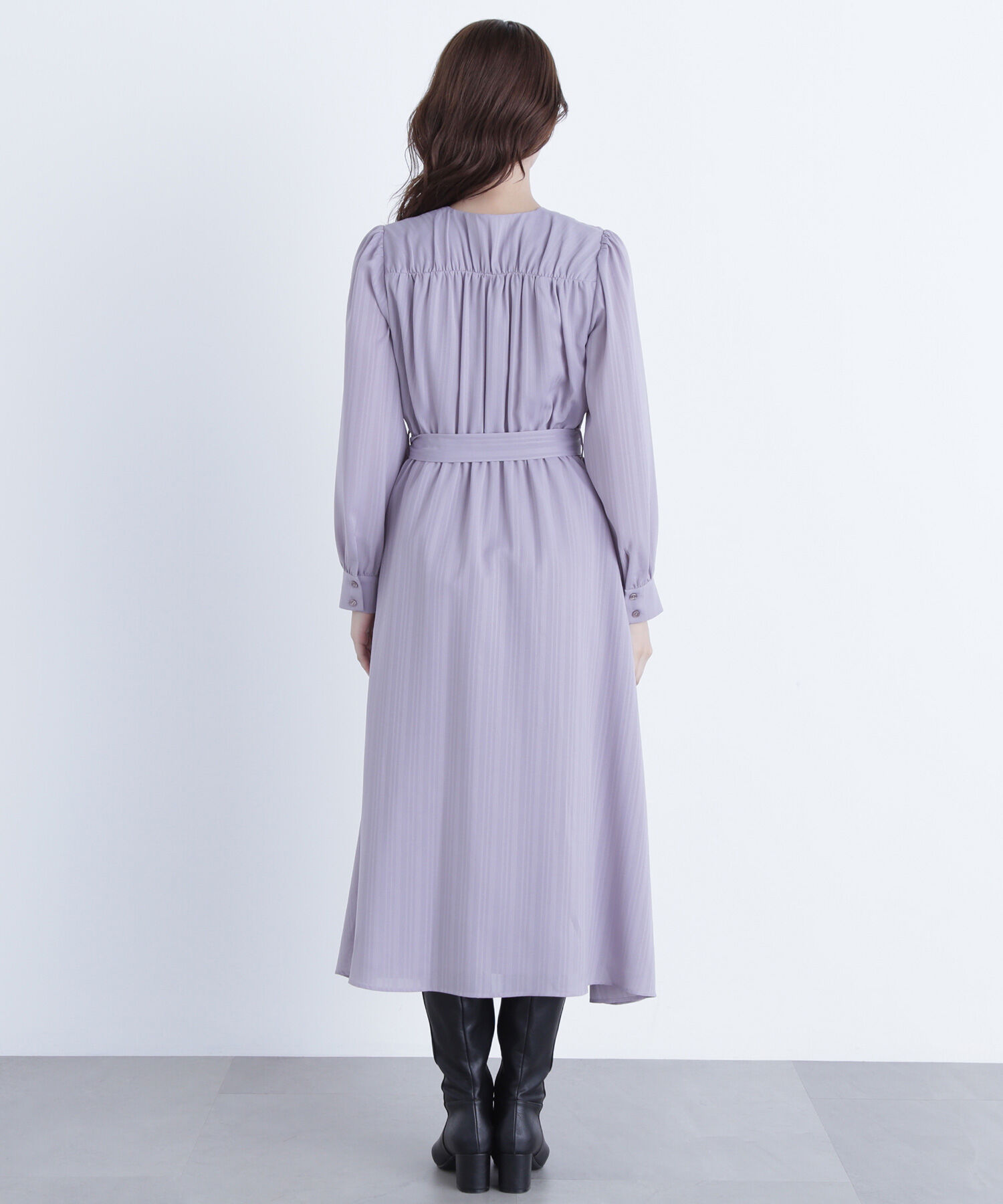  「ベルテッドシャドーストライプワンピース」|ワンピース|