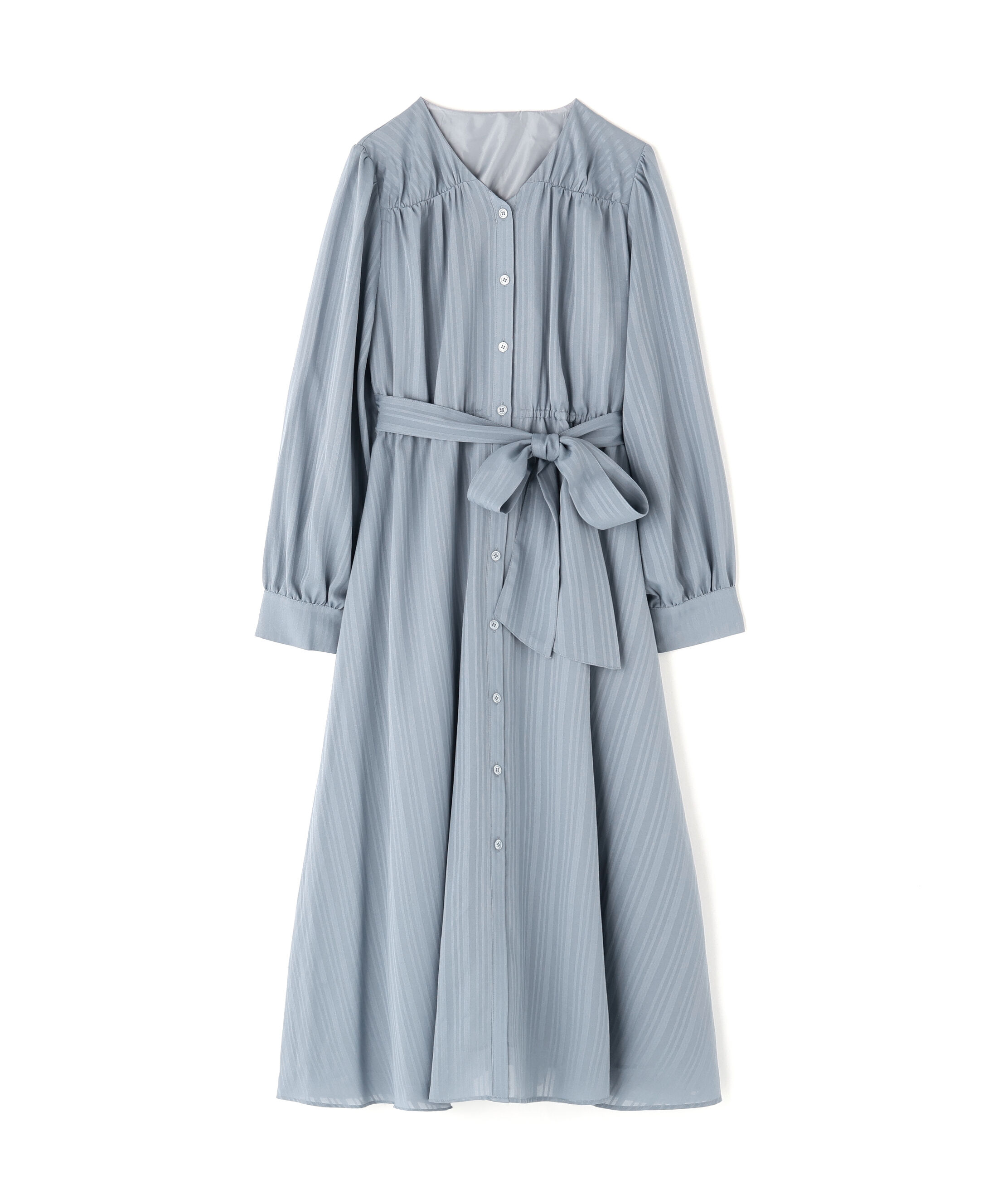  「ベルテッドシャドーストライプワンピース」|ワンピース|