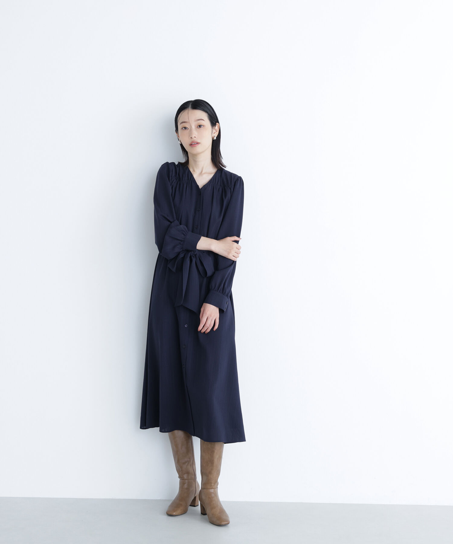  「ベルテッドシャドーストライプワンピース」|ワンピース|