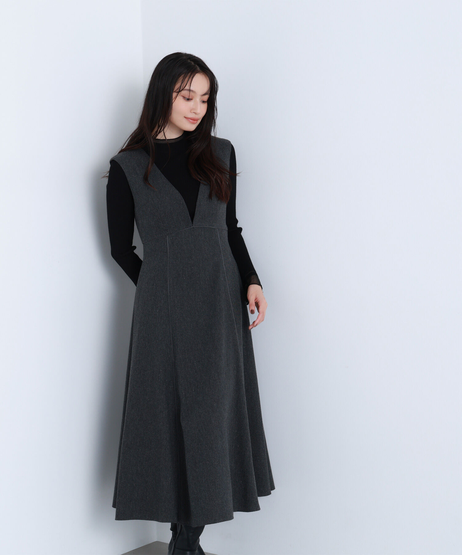  「ニュアンスVネックジャンスカ」|ワンピース|