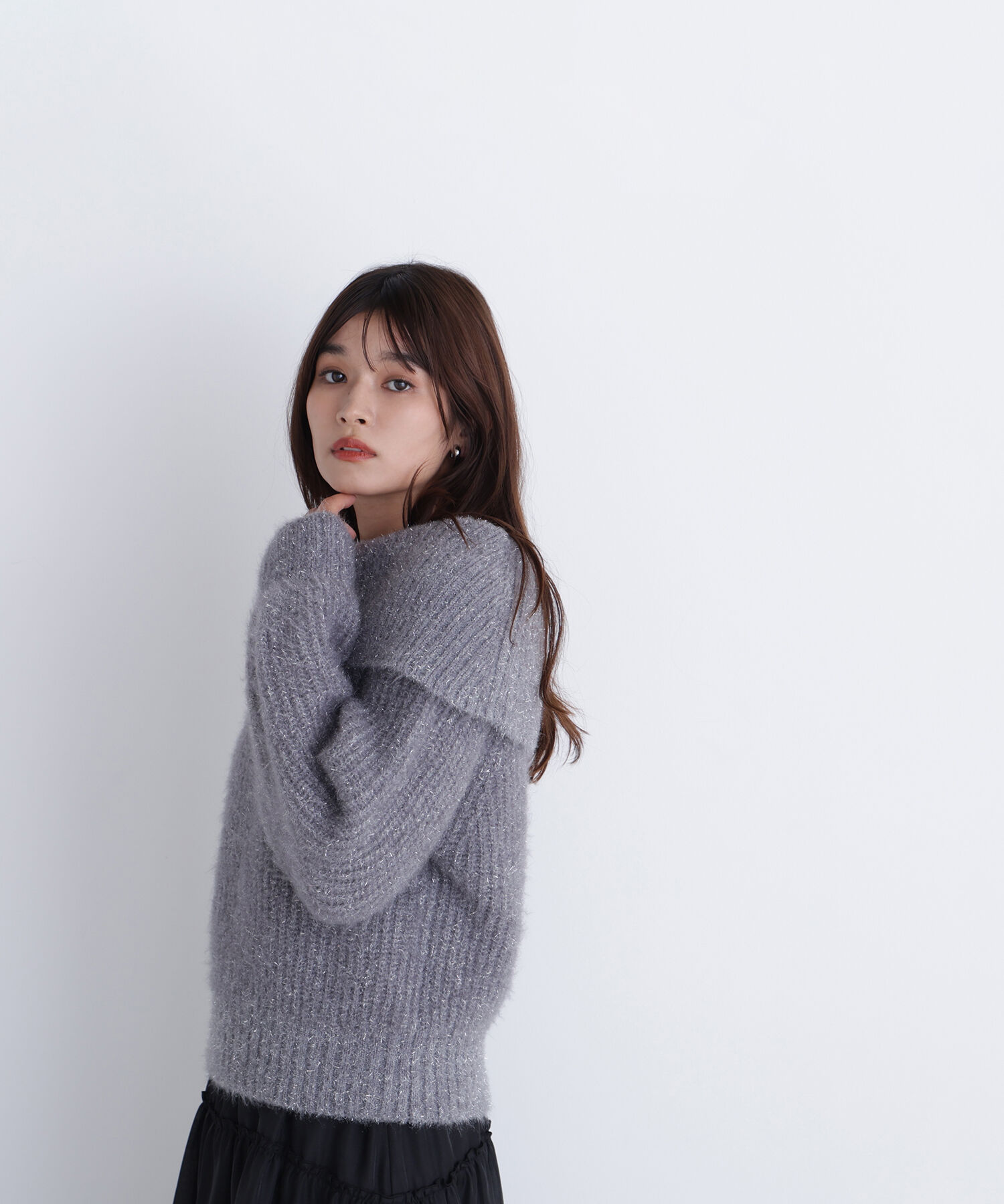  「ヘアリーラメオフショルニット」|ニット・セーター|