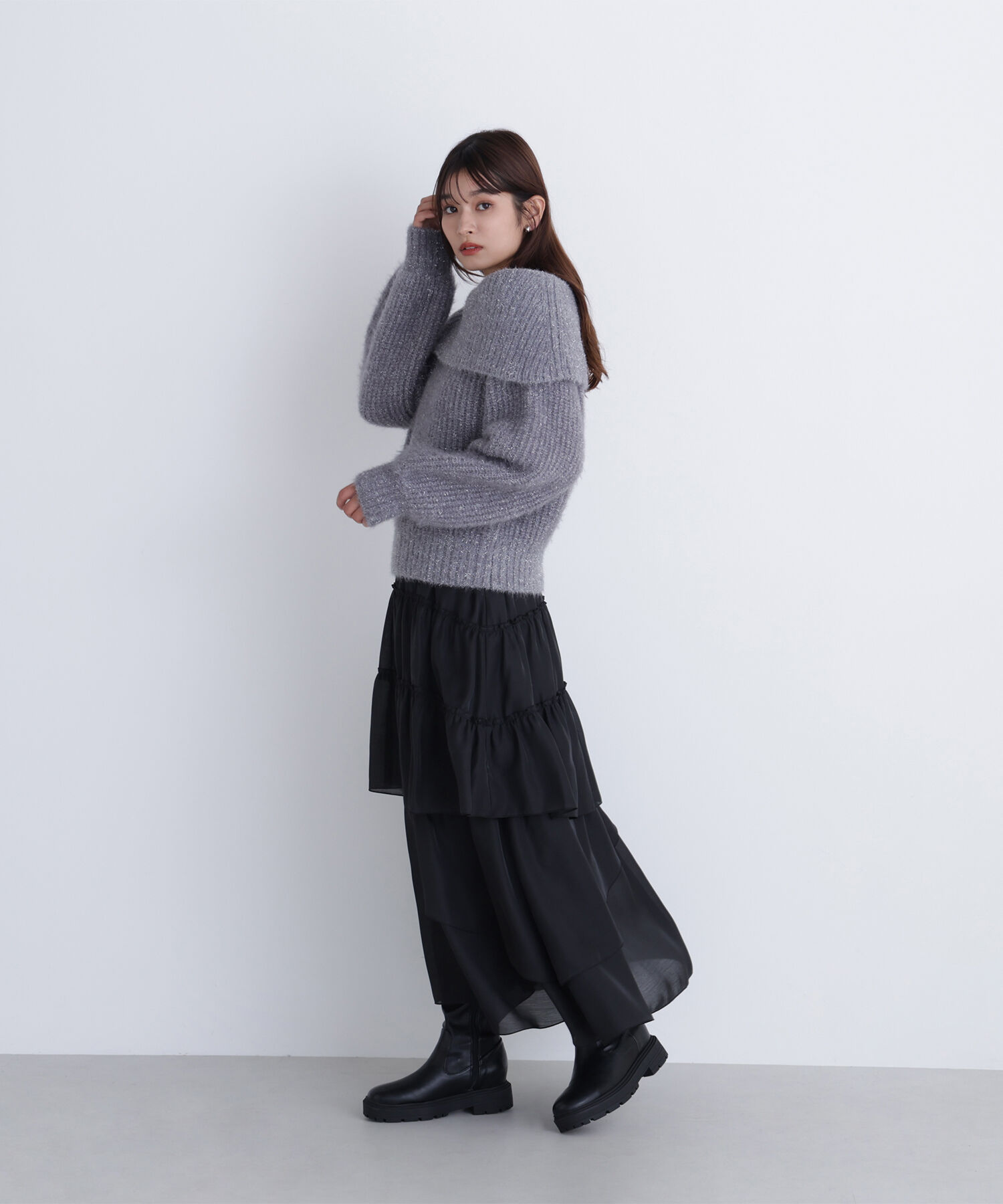  「ヘアリーラメオフショルニット」|ニット・セーター|