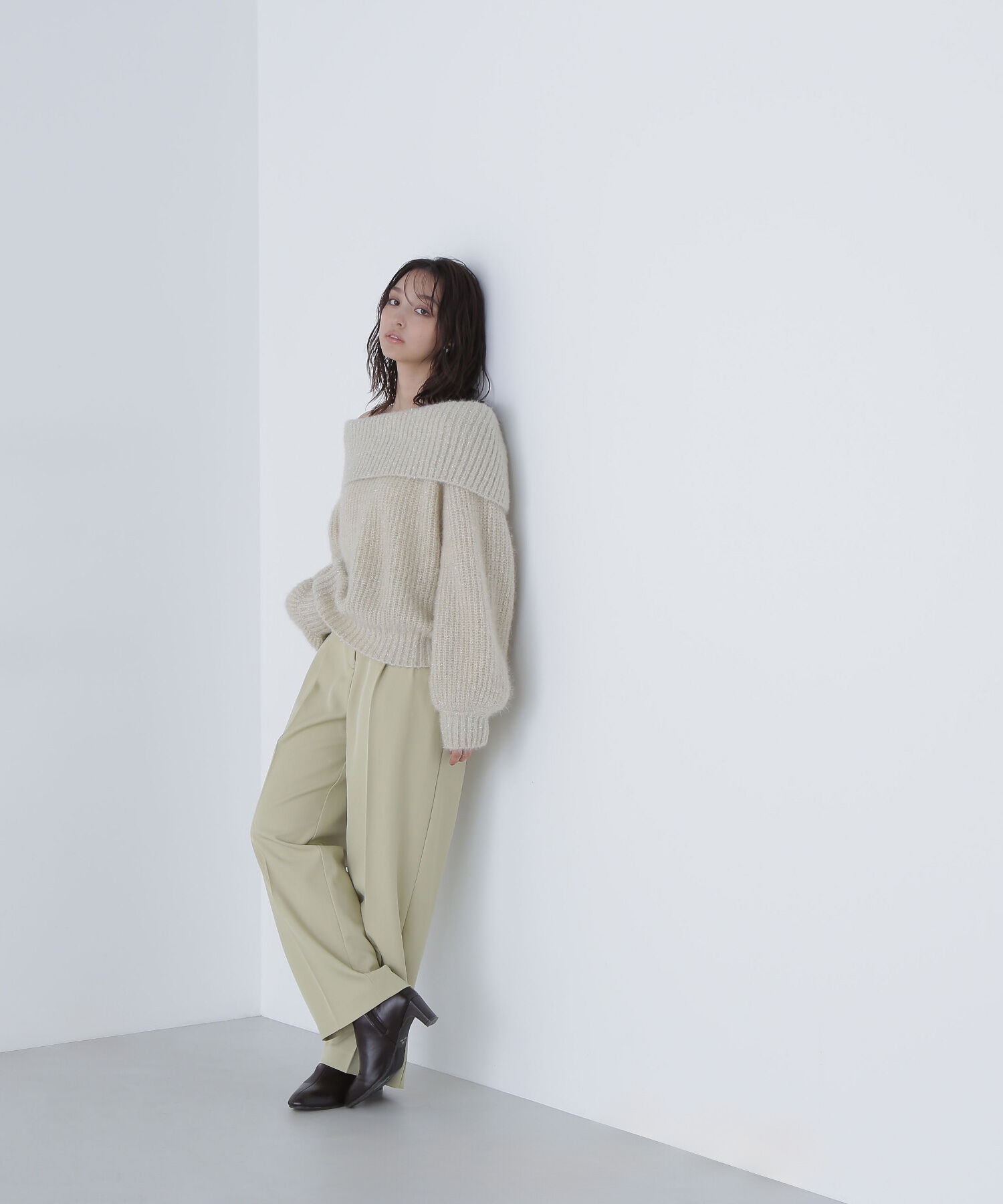  「ヘアリーラメオフショルニット」|ニット・セーター|