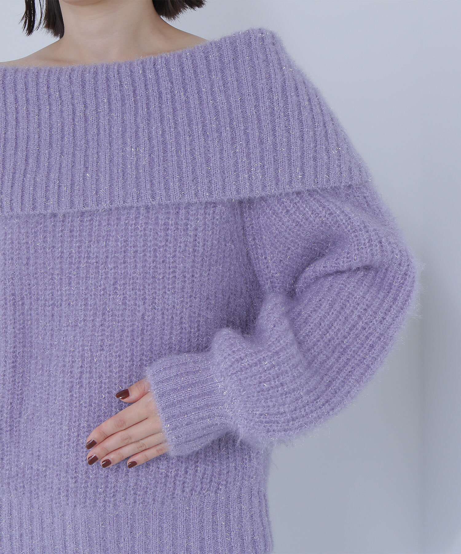  「ヘアリーラメオフショルニット」|ニット・セーター|