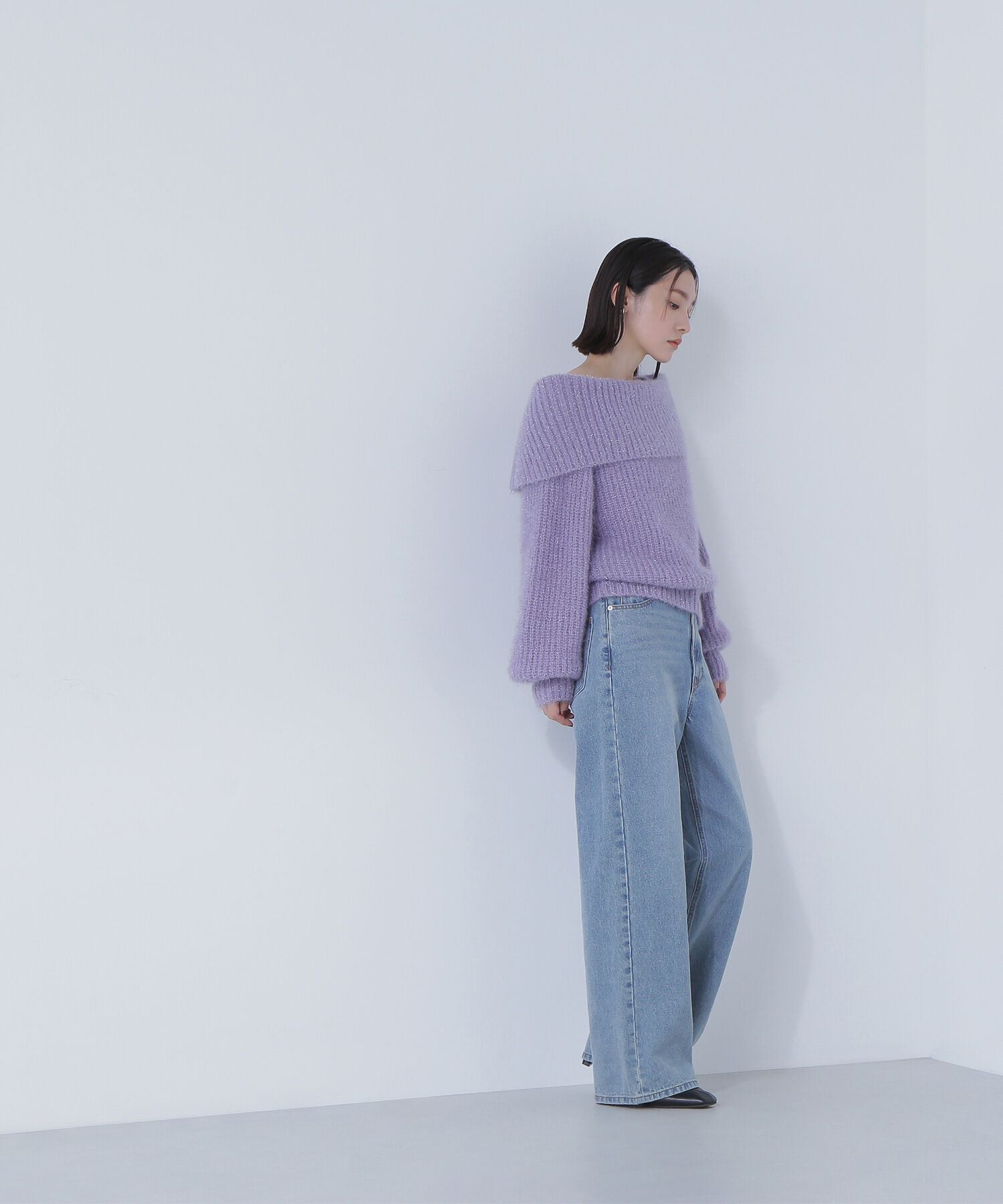  「ヘアリーラメオフショルニット」|ニット・セーター|