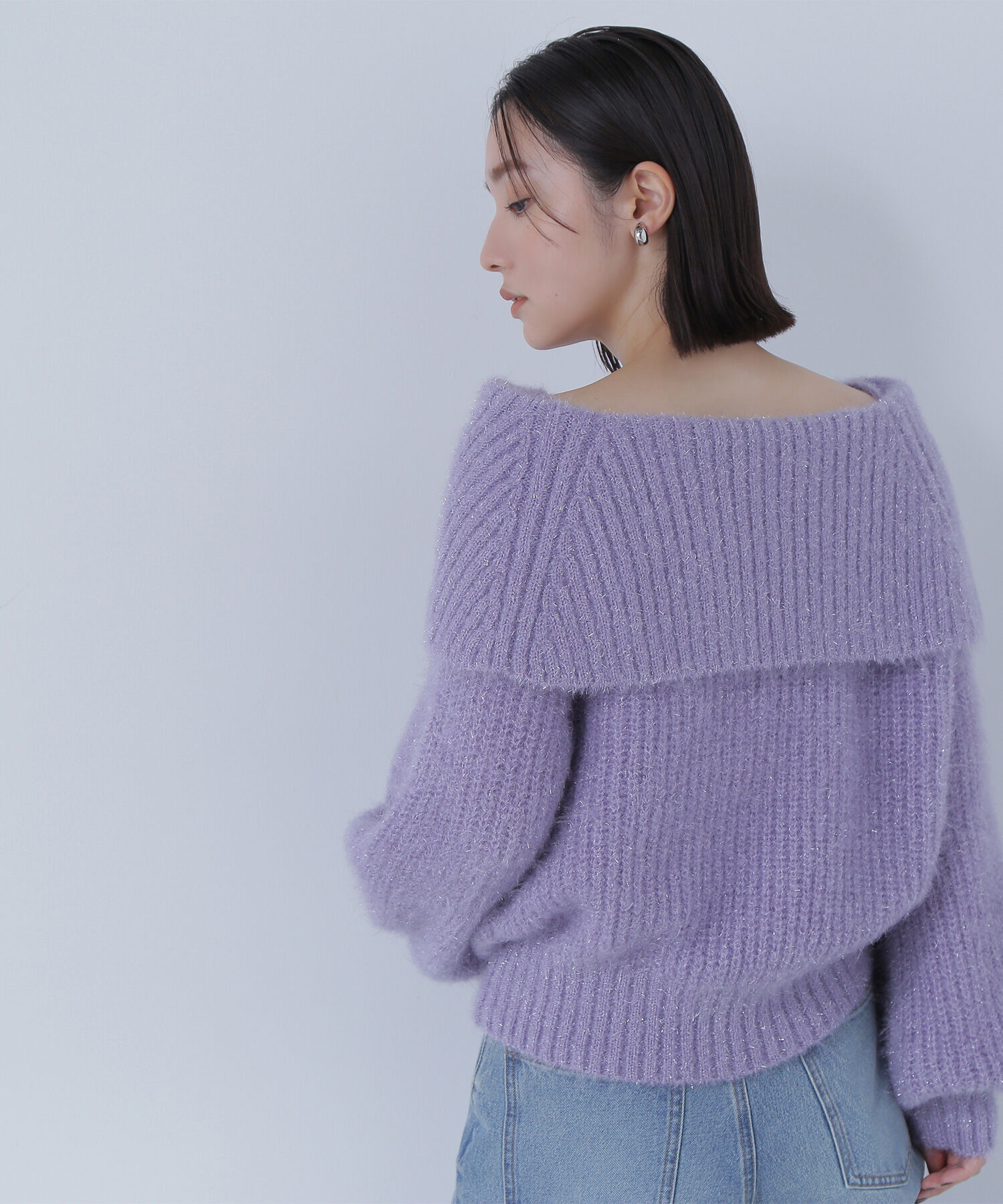  「ヘアリーラメオフショルニット」|ニット・セーター|