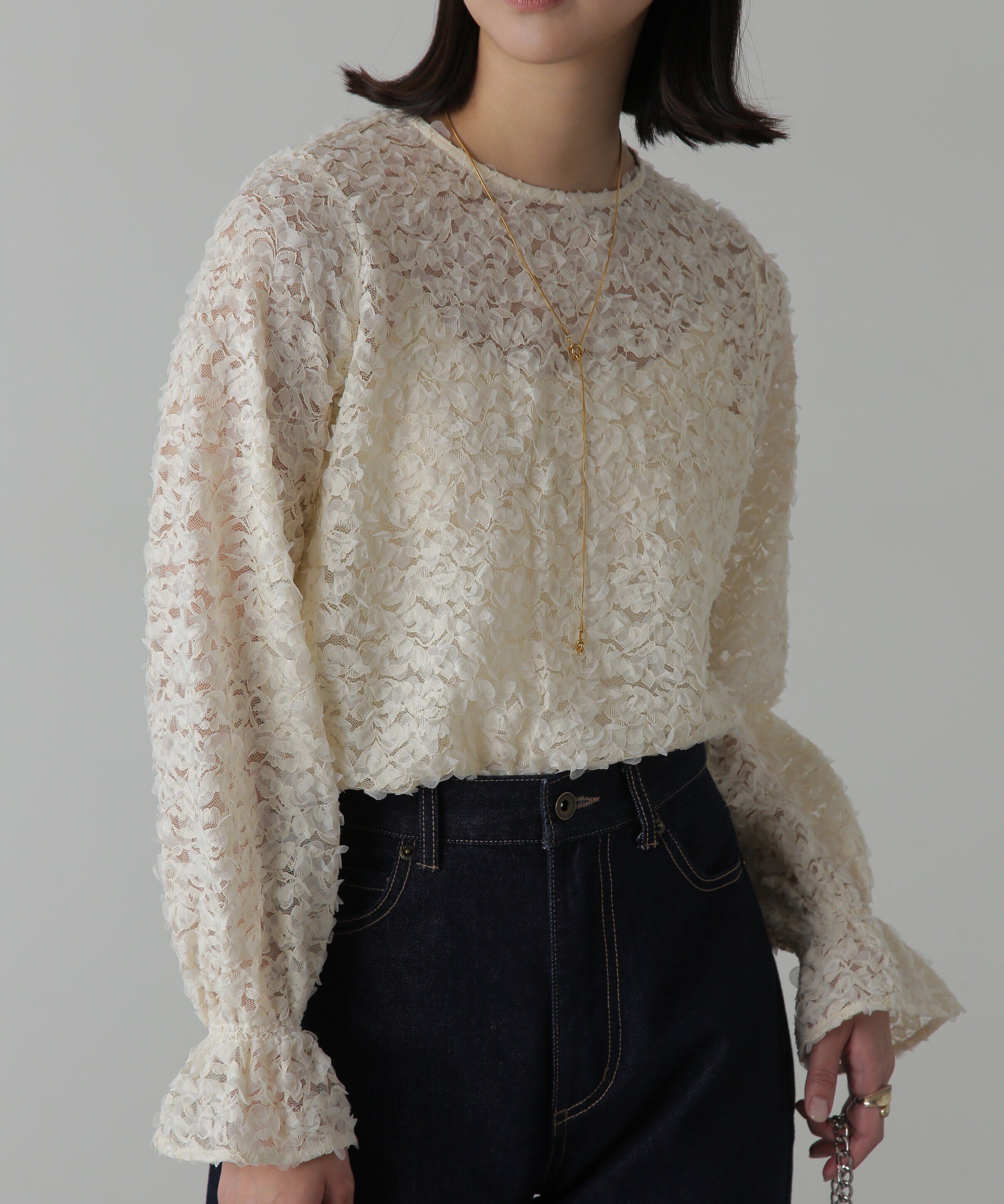  「レースフリルブラウス」|シャツ・ブラウス|オフ