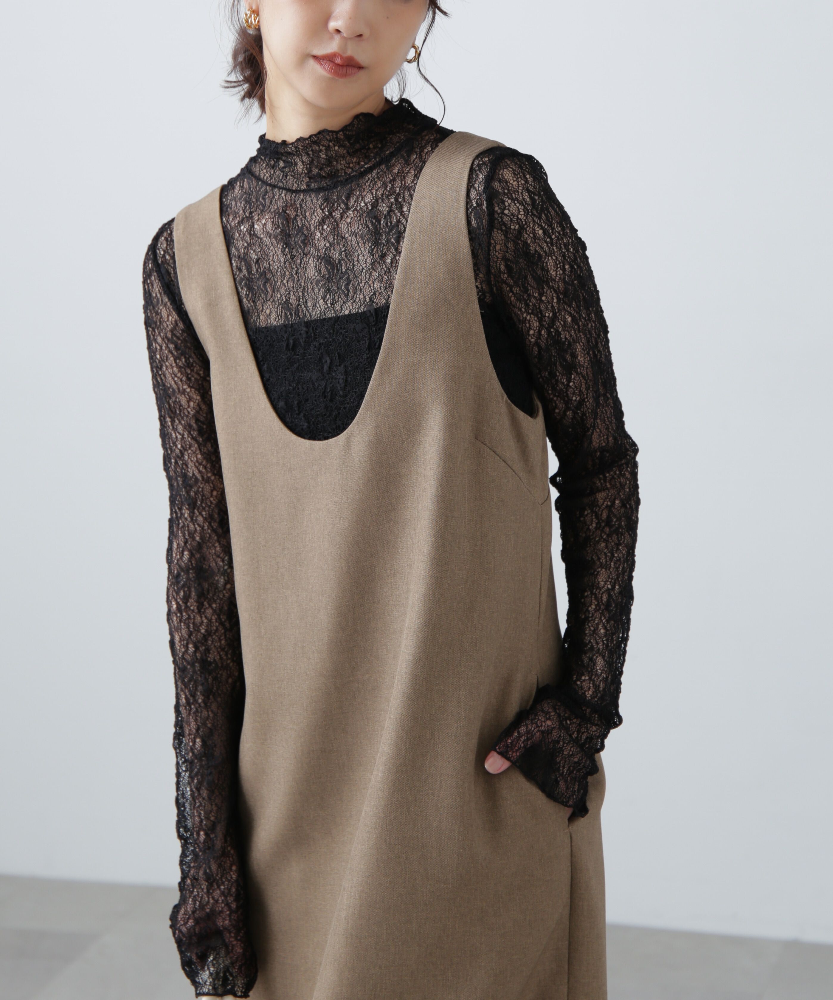  「レースハイネックカットソー」|Tシャツ・カットソー|