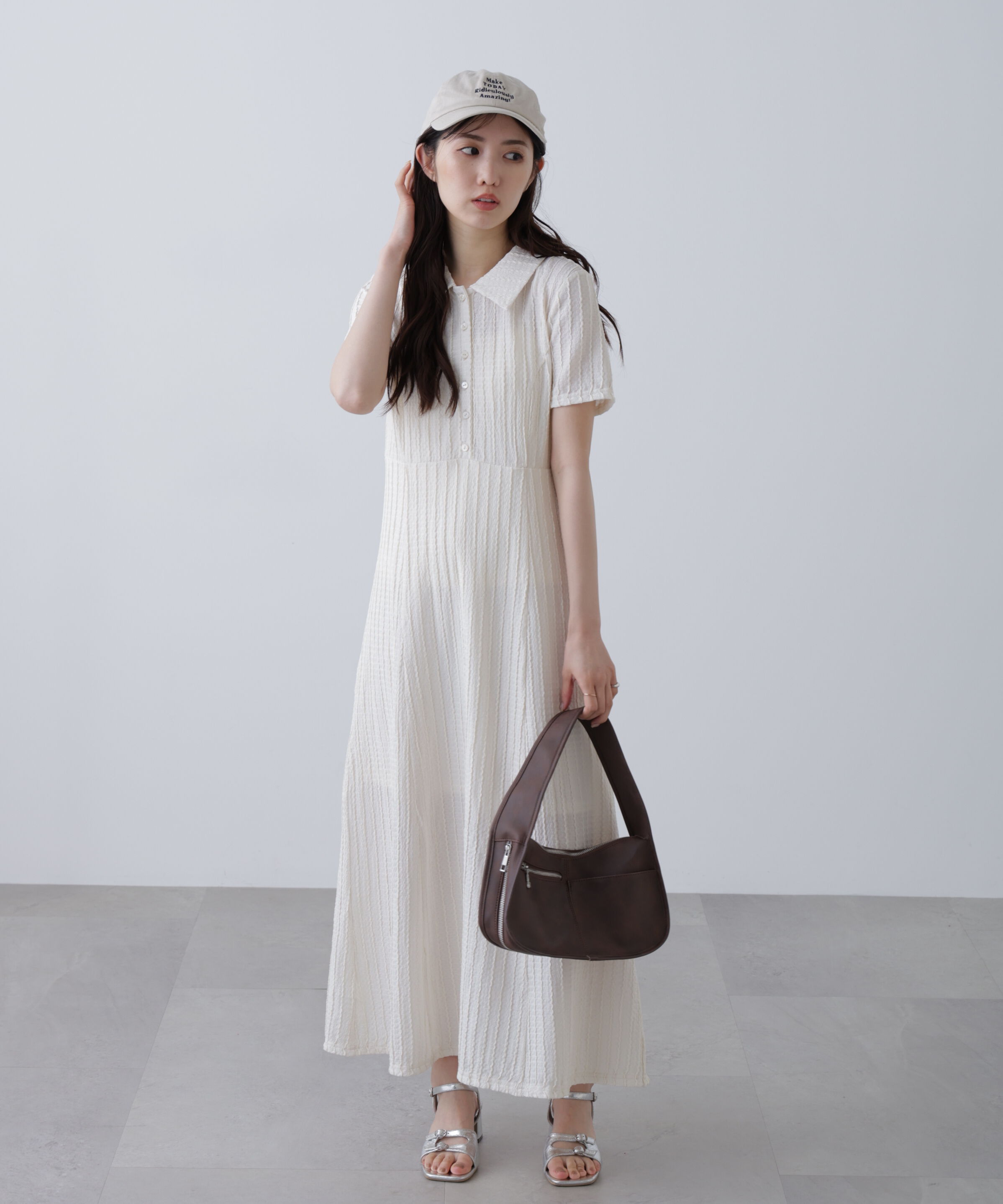  「カットジャガードポロワンピース」|ワンピース|