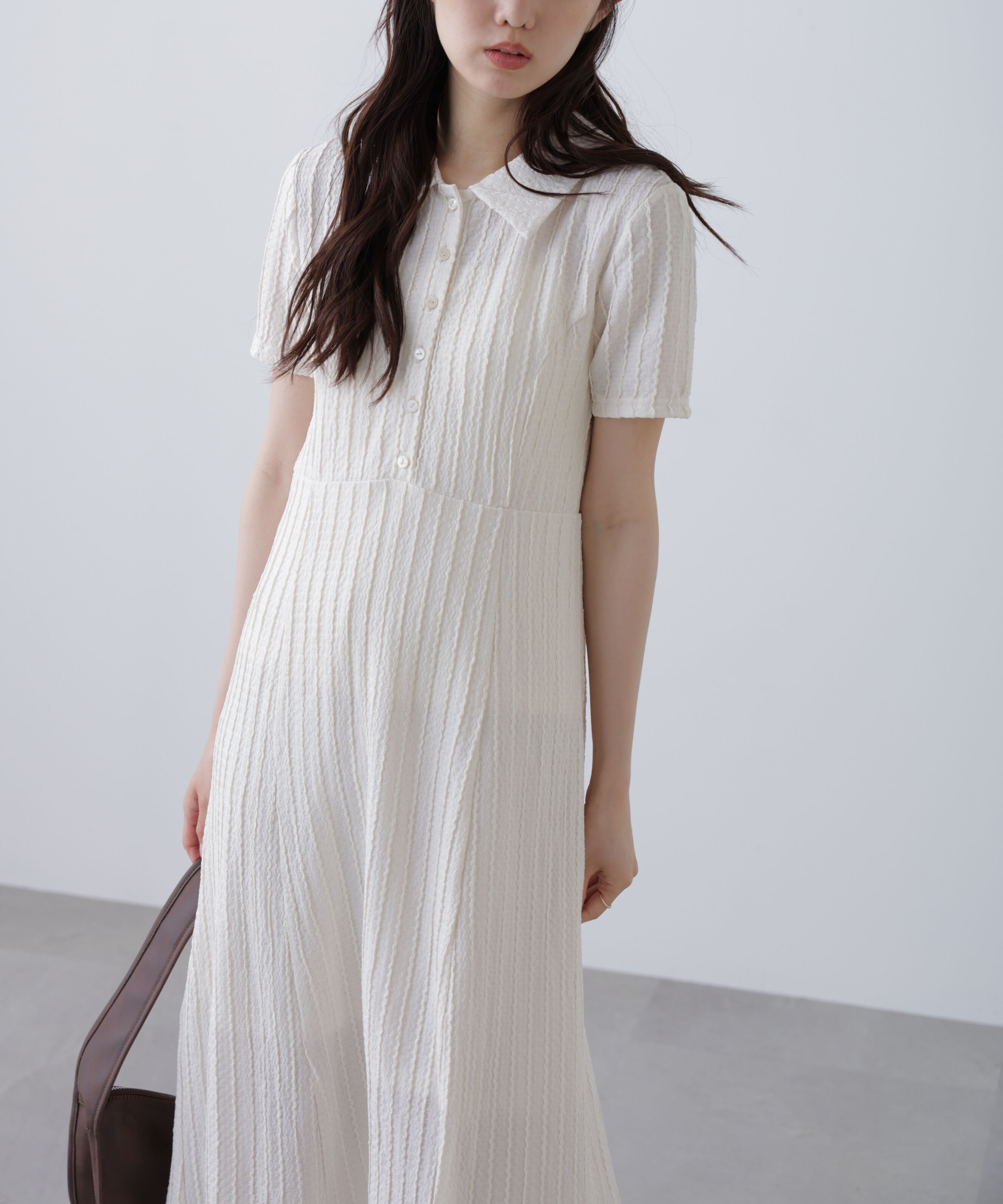  「カットジャガードポロワンピース」|ワンピース|