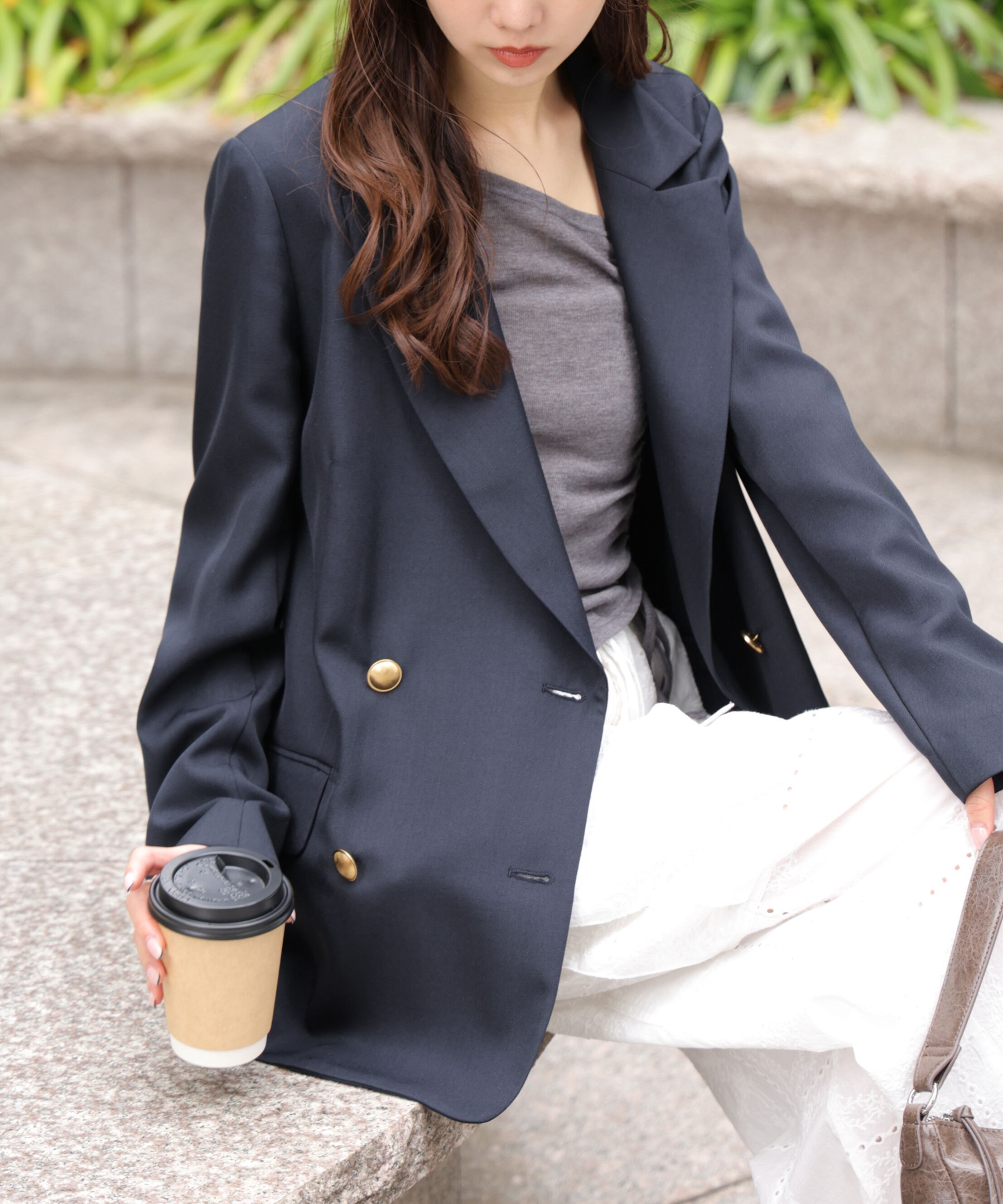  「金ボタンダブルブレストジャケット」|その他|ネイビー