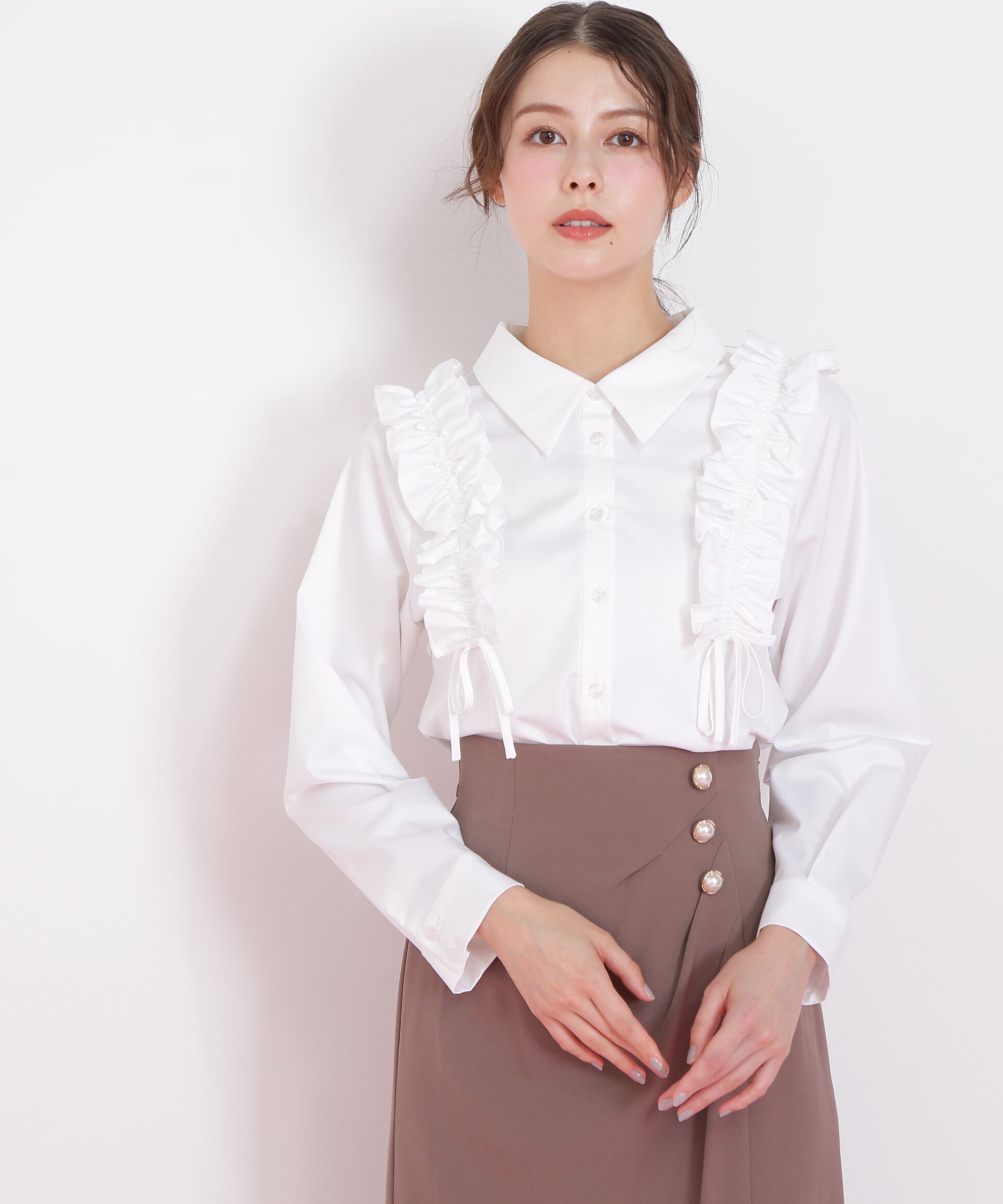  「ショルダーフリルブラウス」|シャツ・ブラウス|