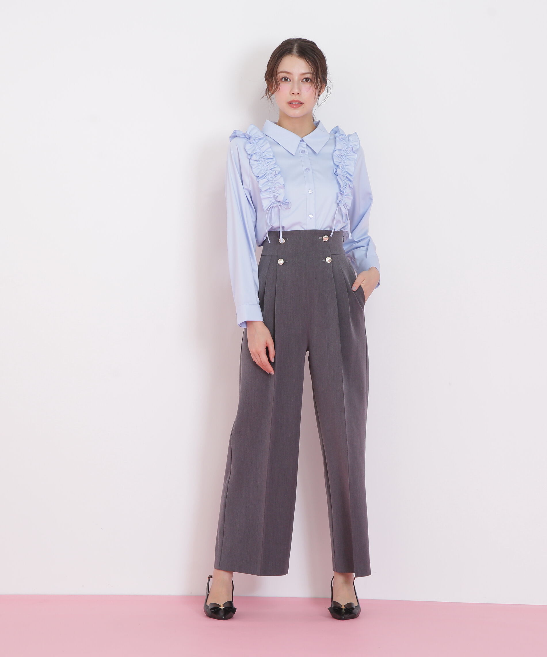  「ショルダーフリルブラウス」|シャツ・ブラウス|