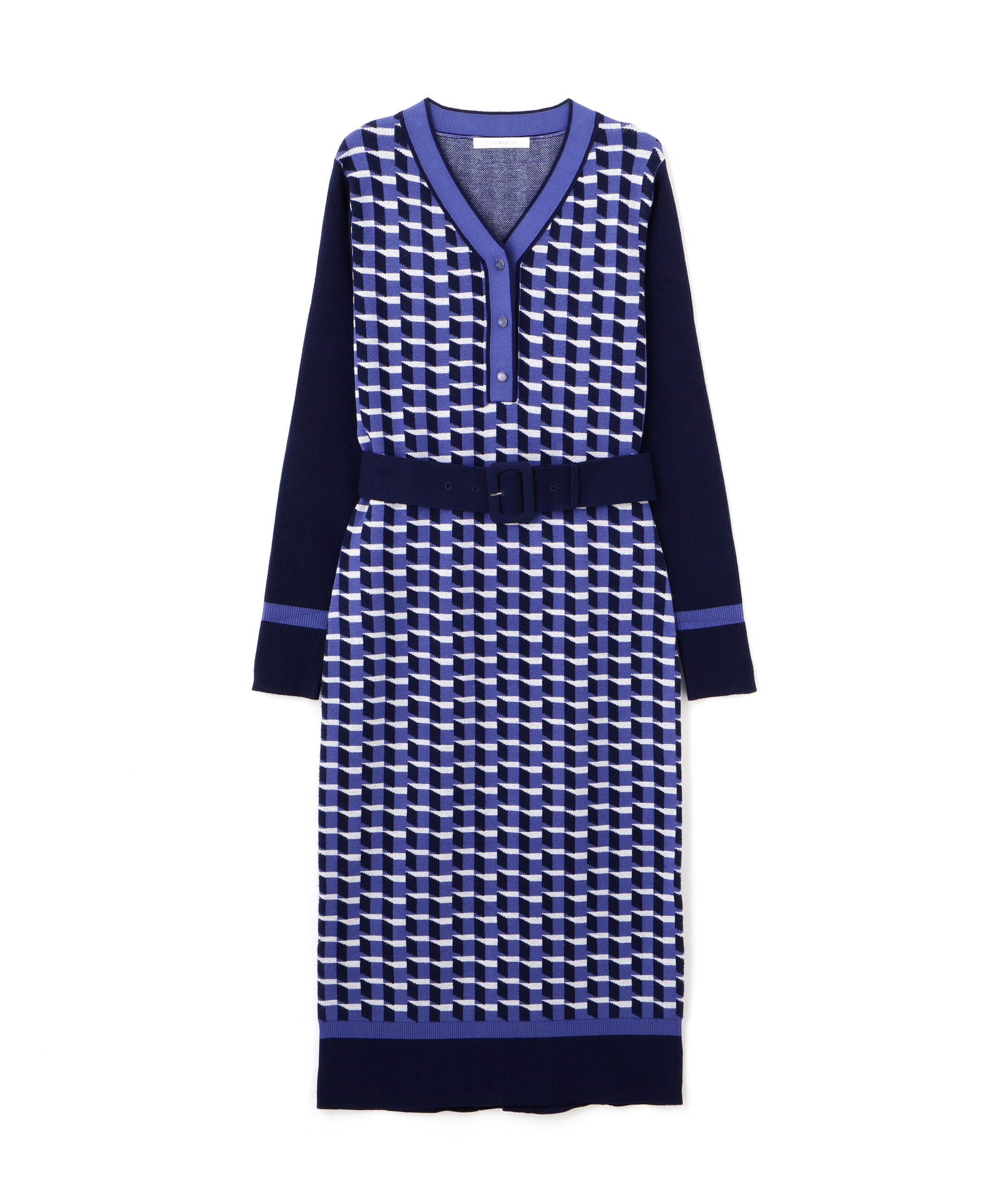  「◆ジオメトリックジャガードニットワンピース」|ワンピース|