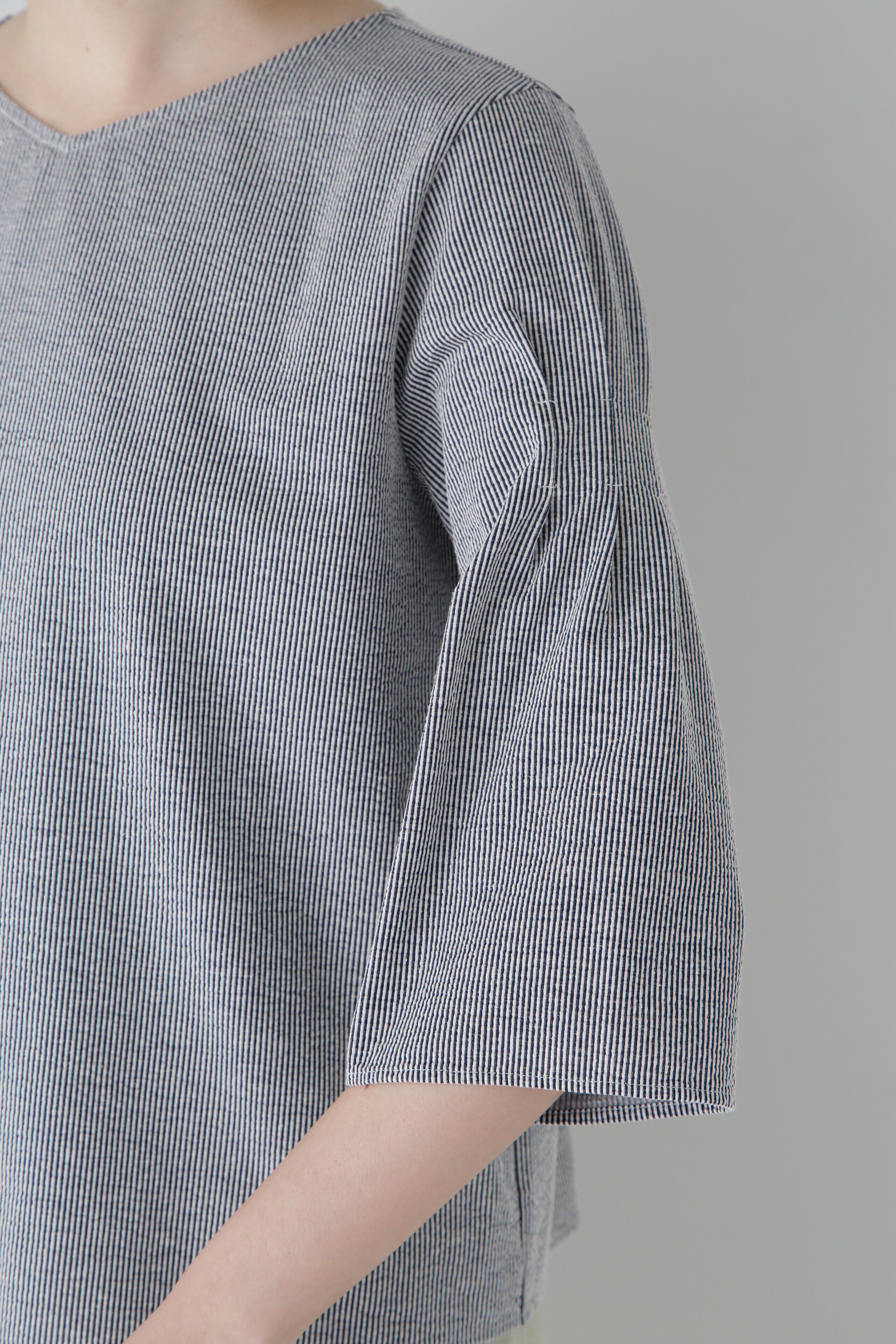  「◆ジャガードストライプジャージーＶネックプルオーバー」|Tシャツ・カットソー|