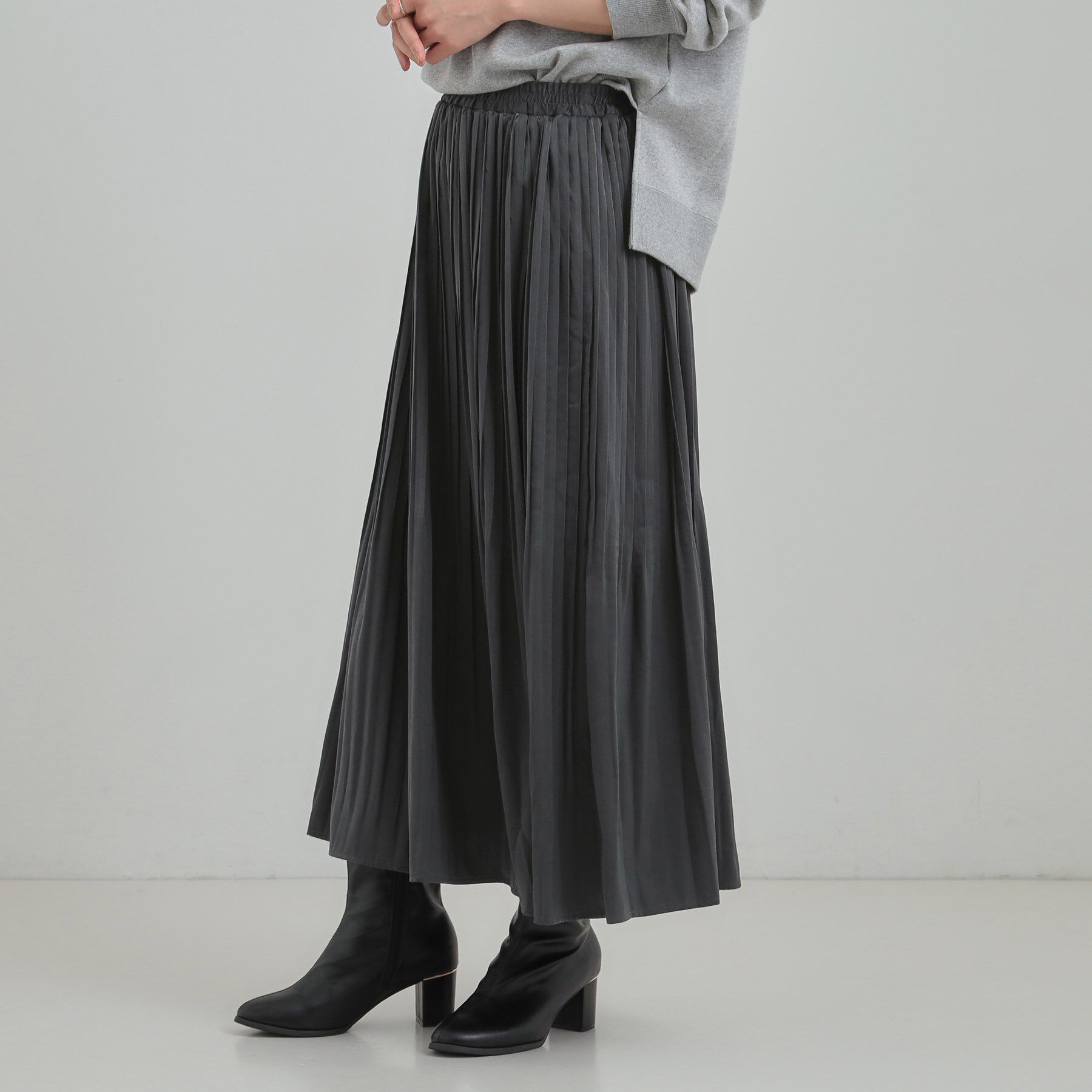 SHOO･LA･RUE「【着丈選べる/あったか】裏に秘密 プリーツスカート」|スカート|