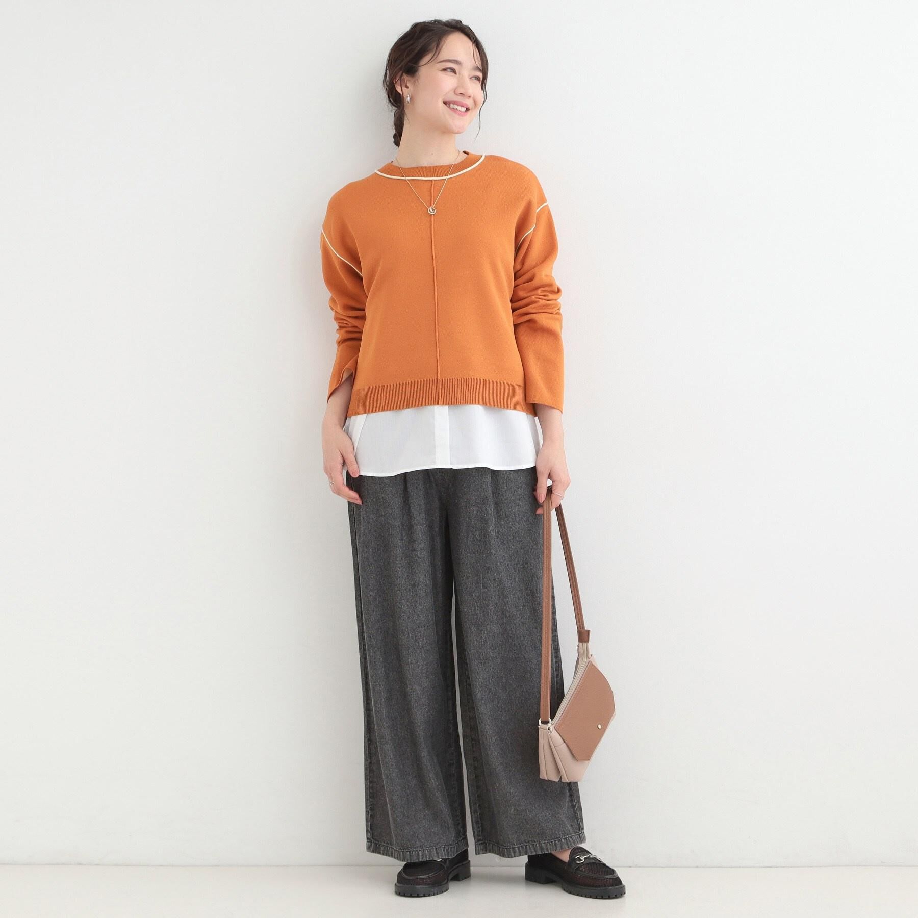 SHOO･LA･RUE「【ライトオンスデニム/着丈選べる】らくらくデニムイージーワイドパンツ」|デニム|