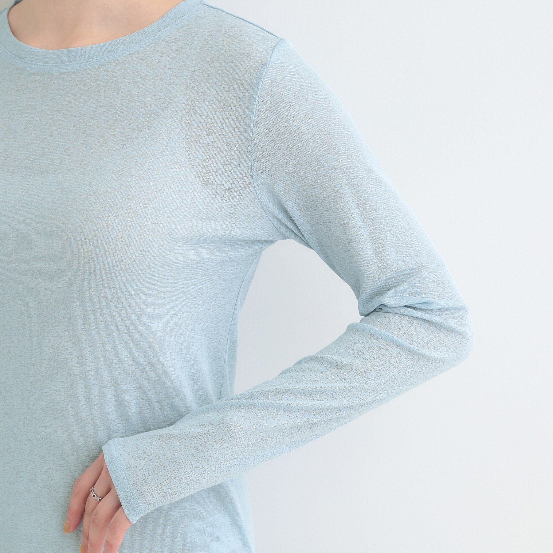 SHOO･LA･RUE「【2点セット/洗濯機可/S-LL】こなれ感あるレイヤードスタイルが即完成 シアーカーディガン+ロンT」|その他|