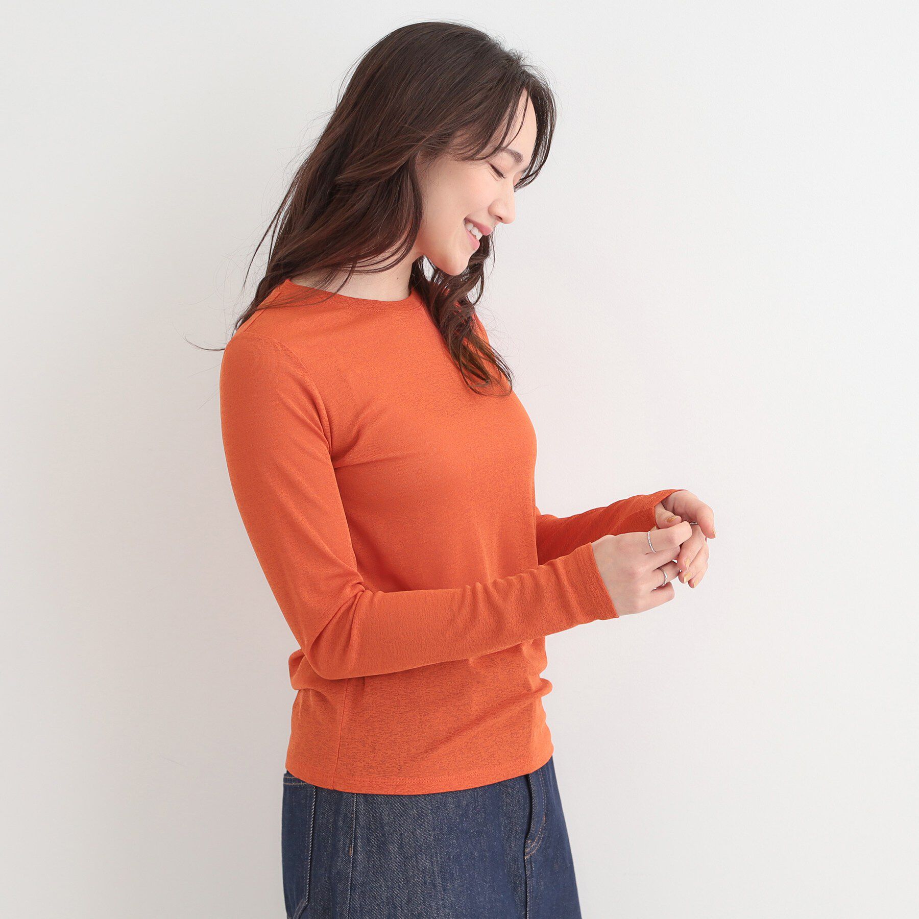 SHOO･LA･RUE「【2点セット/洗濯機可/S-LL】こなれ感あるレイヤードスタイルが即完成 シアーカーディガン+ロンT」|その他|