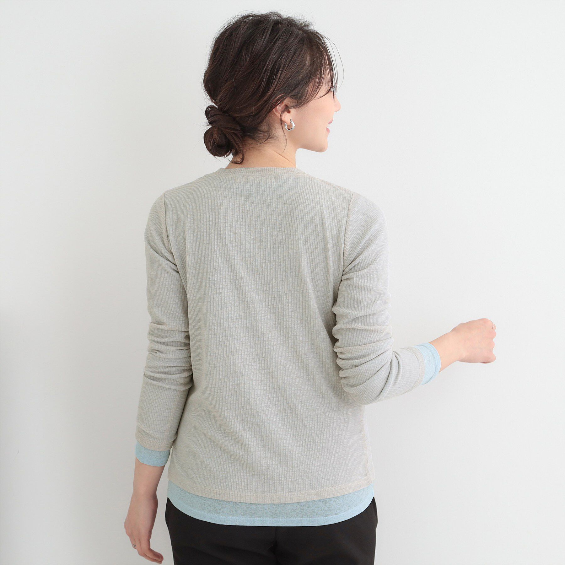 SHOO･LA･RUE「【2点セット/洗濯機可/S-LL】こなれ感あるレイヤードスタイルが即完成 シアーカーディガン+ロンT」|その他|