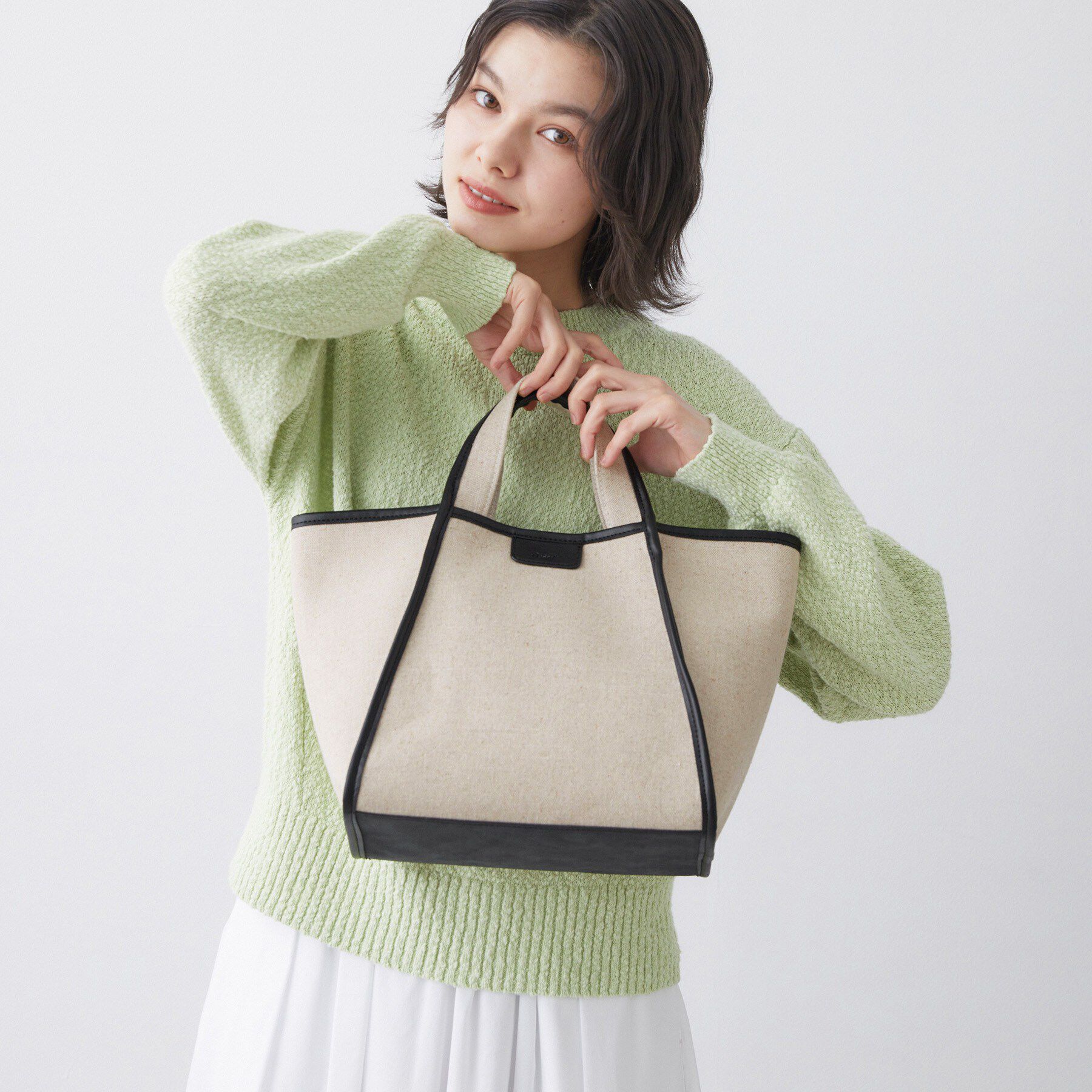 Dessin「【軽量】コットンリネンパイピングバッグ」|トートバッグ|ブラック(519)