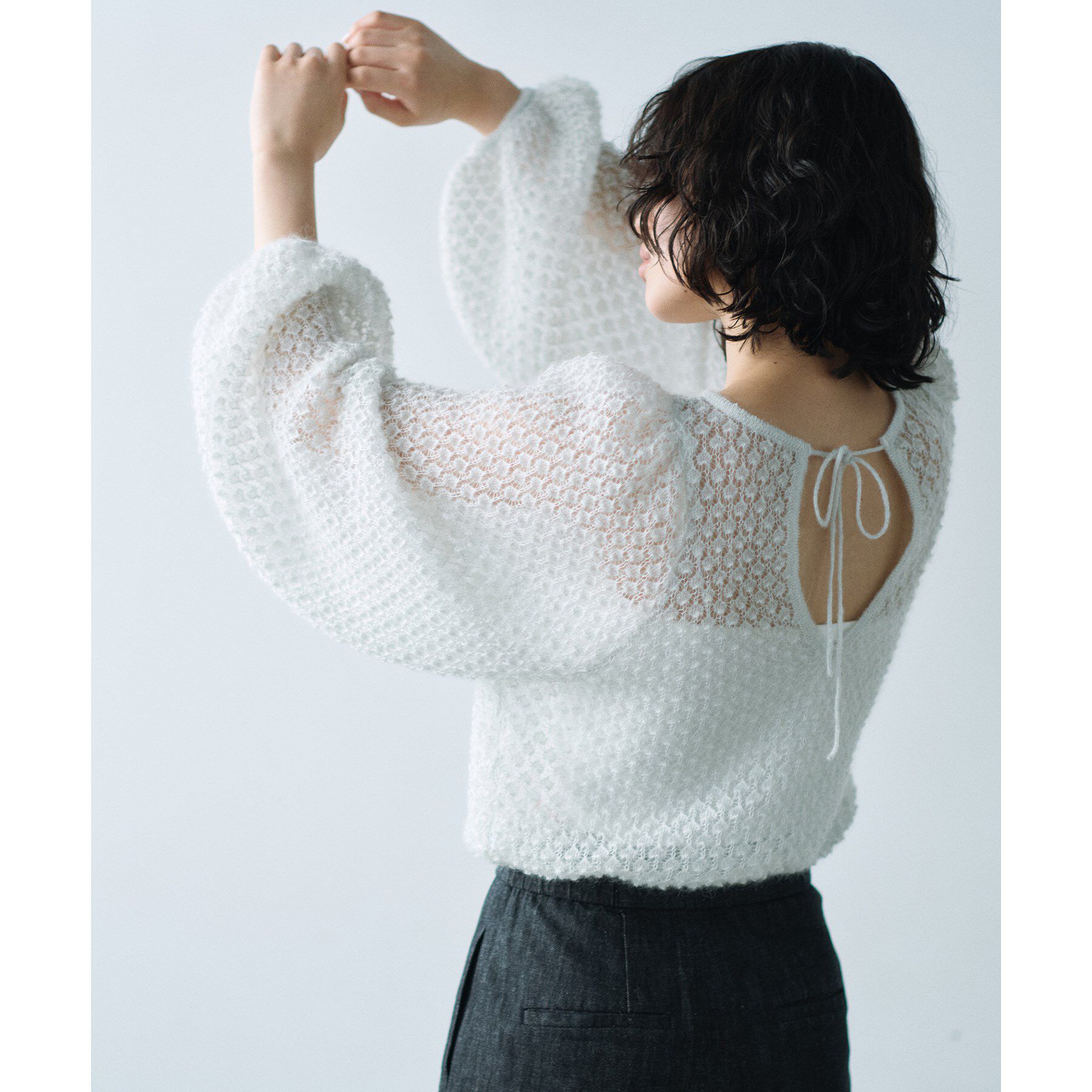 CODE A「2way sheer mohair pullover」|ニット・セーター|シルバー(006)