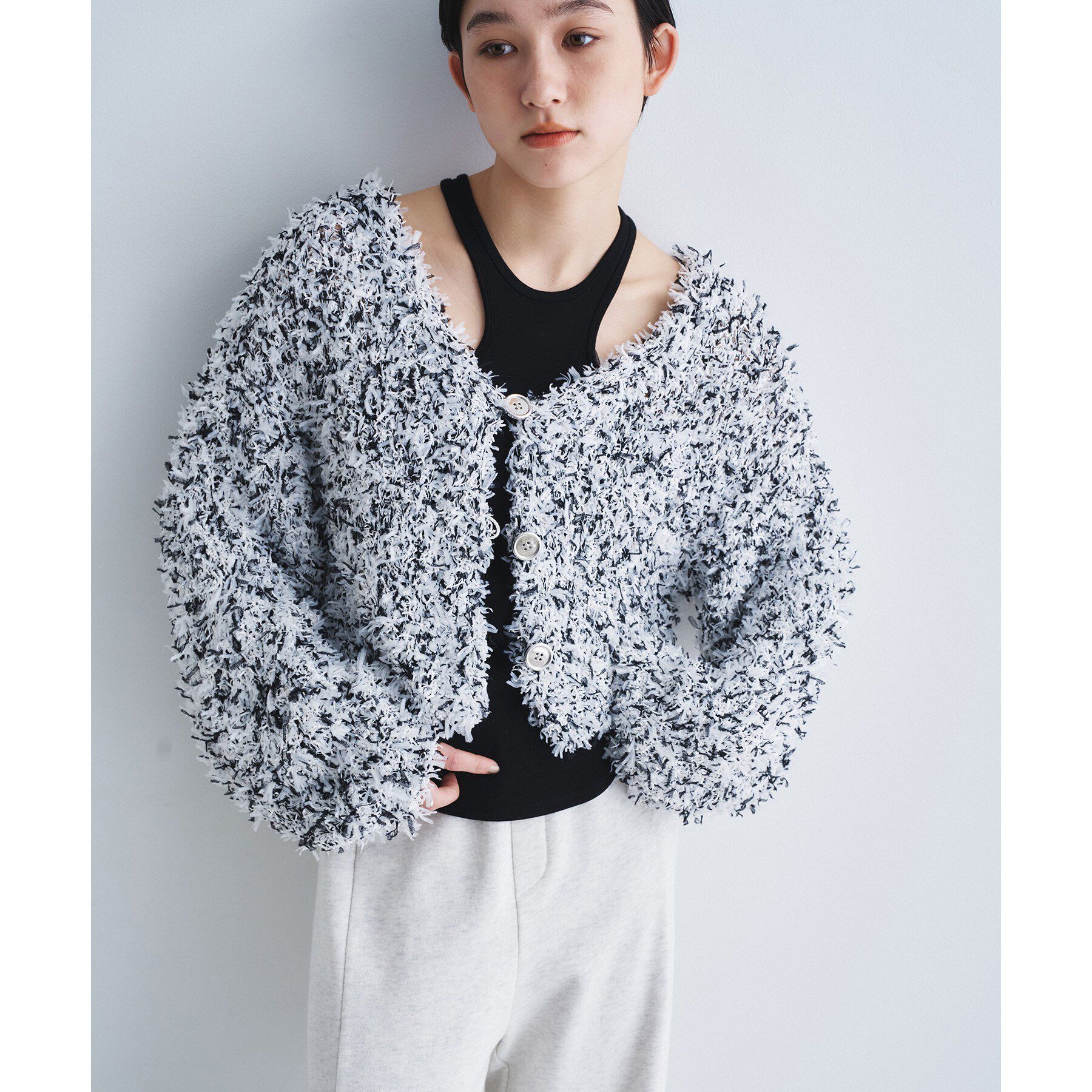 CODE A「fancy yarn cardigan」|カーディガン|ブラック(419)