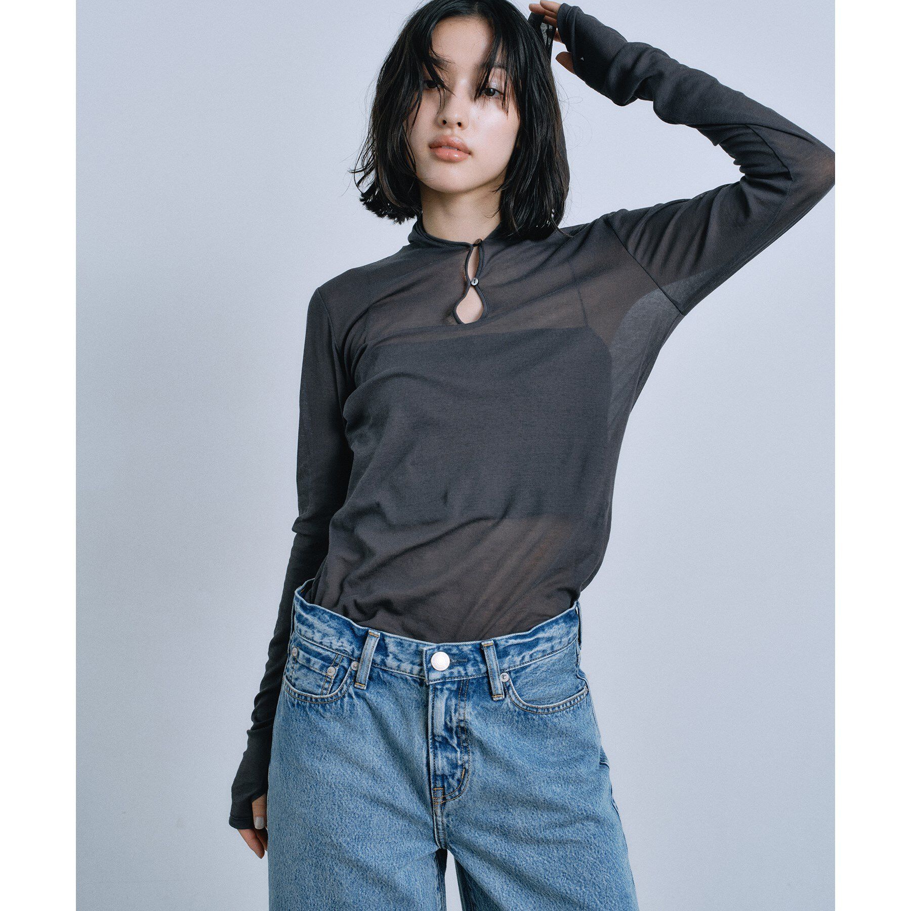 CODE A「【Re】sheer hoodie tee」|ニット・セーター|