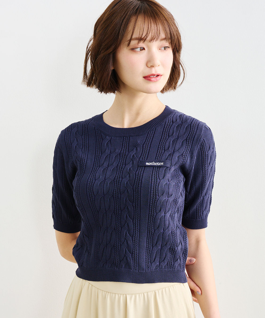 COCO DEAL「ケーブルハーフスリーブニット」|ニット・セーター|