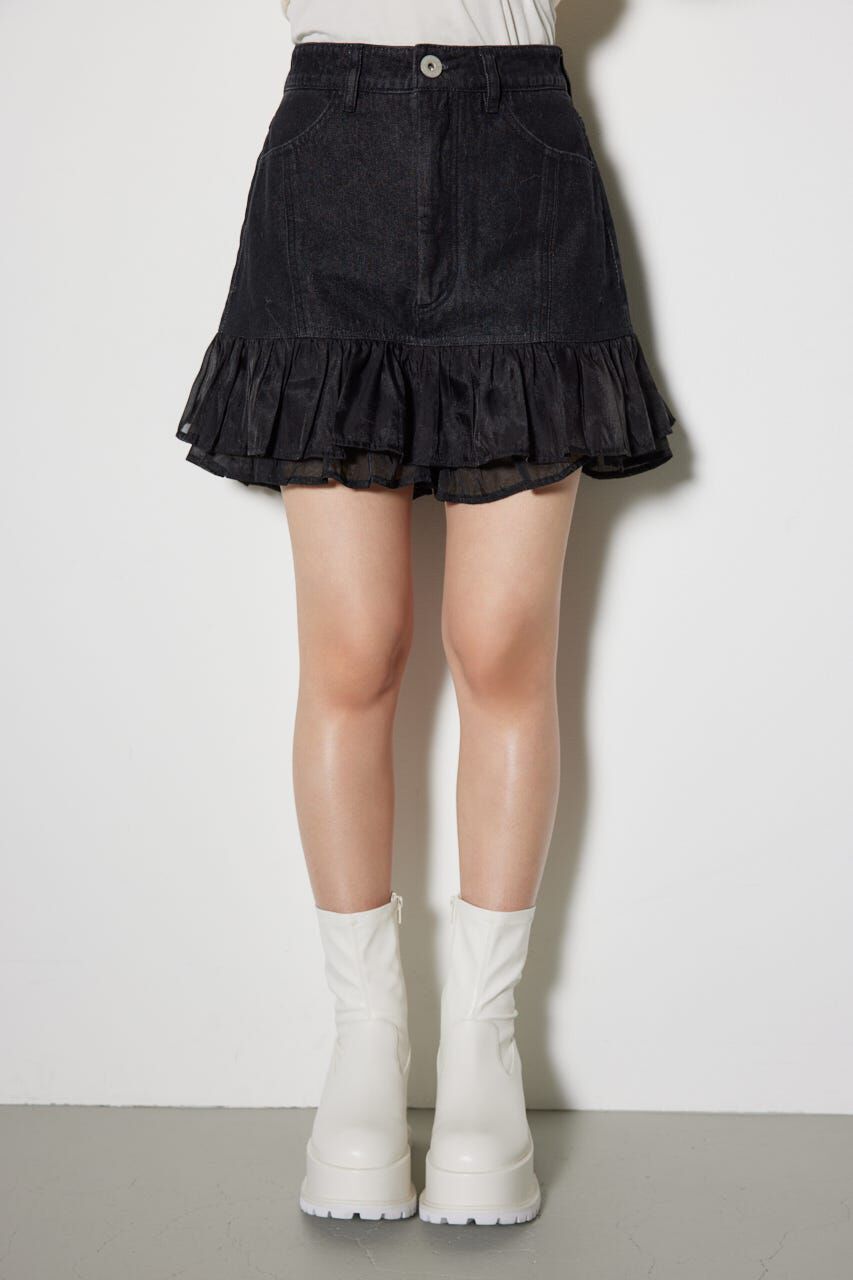 rienda「レイヤードティアードデニムスコートショートパンツ」|スカート|