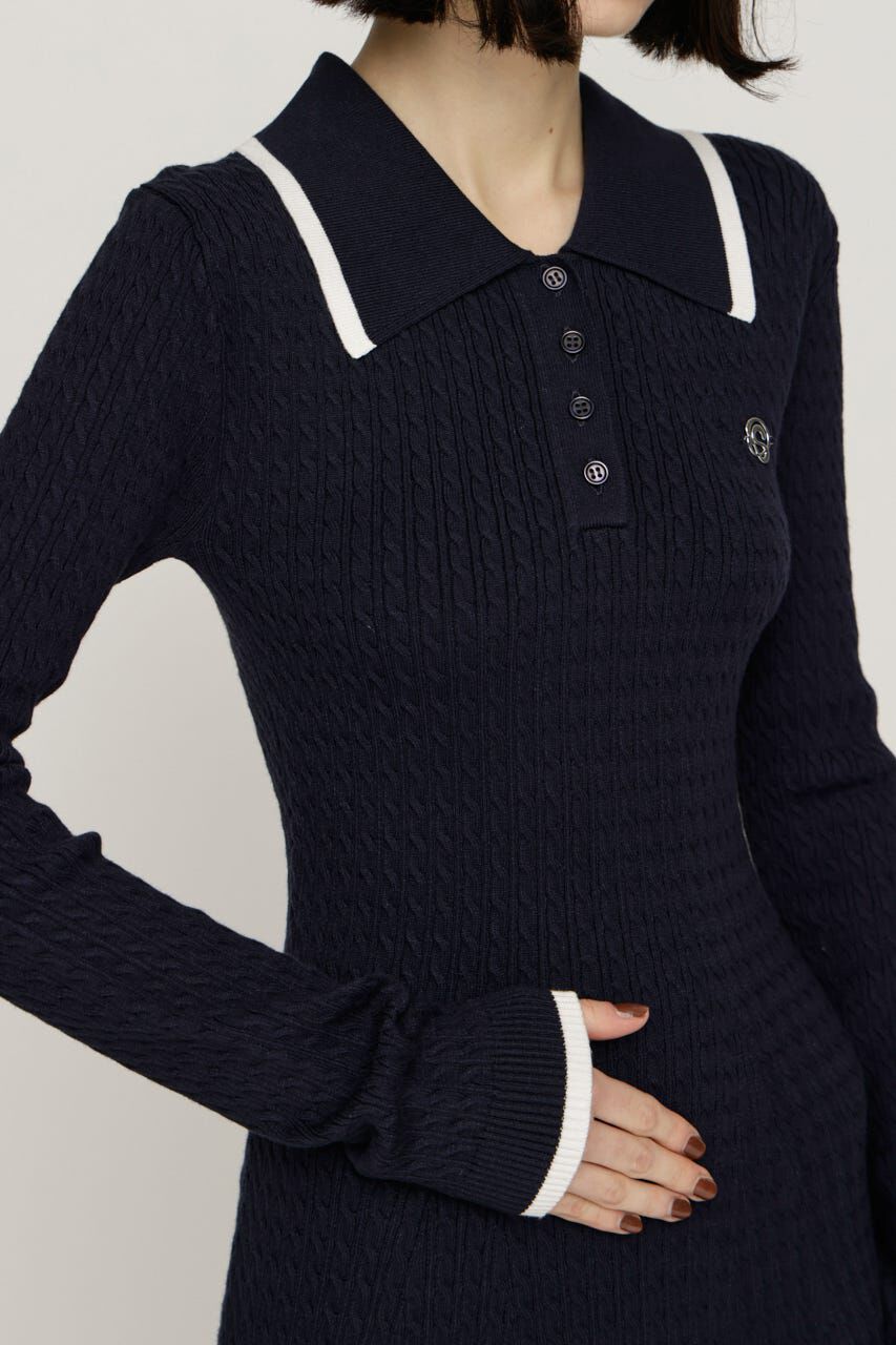 SLY「COLLARED CABLE KNIT ショートワンピース」|ワンピース|