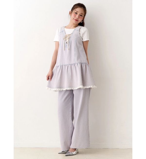 CALNAMUR「フロントレースアップデニムワンピース」|ワンピース|