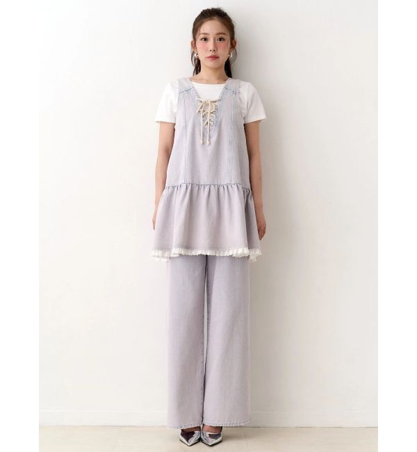 CALNAMUR「フロントレースアップデニムワンピース」|ワンピース|