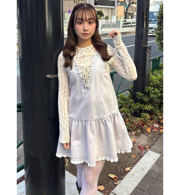 CALNAMUR「フロントレースアップデニムワンピース」|ワンピース|