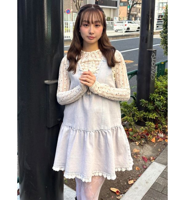 CALNAMUR「フロントレースアップデニムワンピース」|ワンピース|