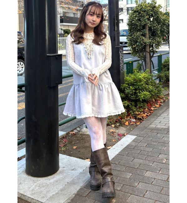 CALNAMUR「フロントレースアップデニムワンピース」|ワンピース|