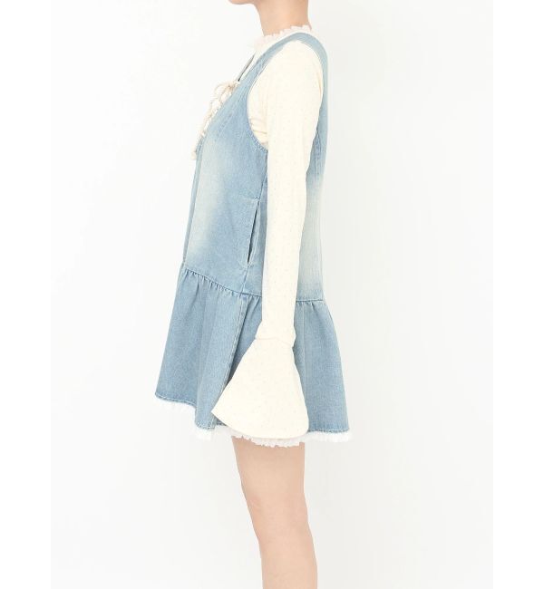 CALNAMUR「フロントレースアップデニムワンピース」|ワンピース|