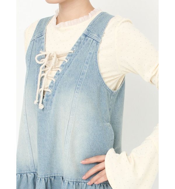 CALNAMUR「フロントレースアップデニムワンピース」|ワンピース|