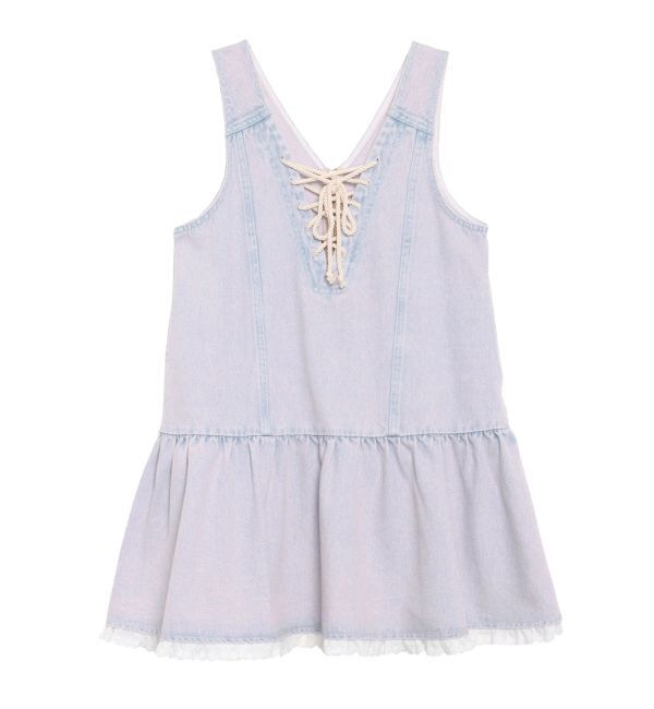 CALNAMUR「フロントレースアップデニムワンピース」|ワンピース|