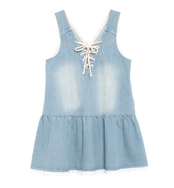 CALNAMUR「フロントレースアップデニムワンピース」|ワンピース|