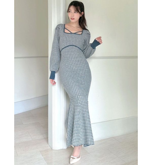 RESEXXY「バイカラーツイードマーメイドニットワンピース」|ワンピース|