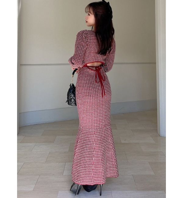 RESEXXY「バイカラーツイードマーメイドニットワンピース」|ワンピース|