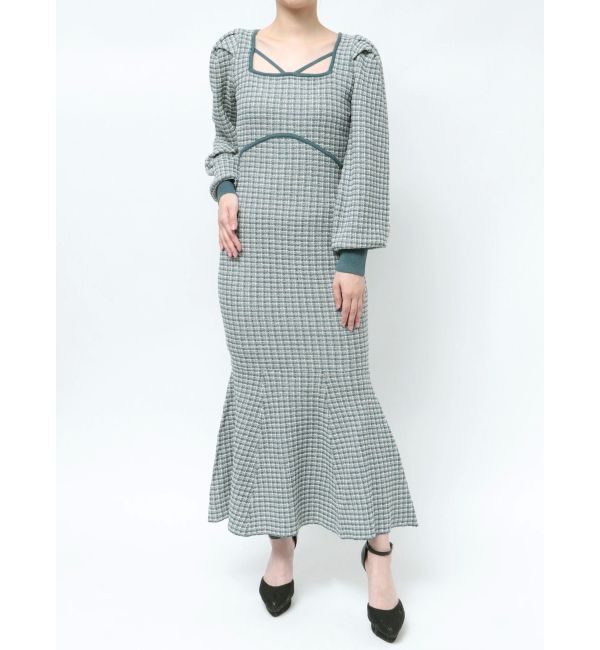 RESEXXY「バイカラーツイードマーメイドニットワンピース」|ワンピース|