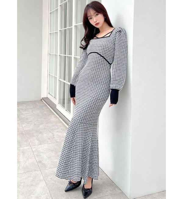 RESEXXY「バイカラーツイードマーメイドニットワンピース」|ワンピース|