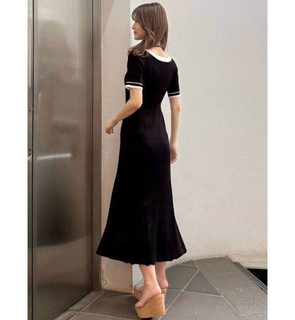 MERCURYDUO「バイカラーニットワンピース」|ワンピース|