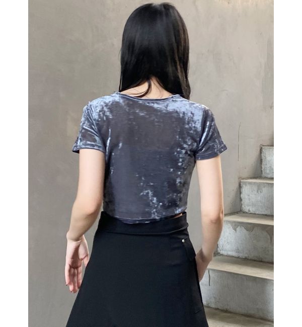 MURUA「クロップドシアーベロアTシャツ」|Tシャツ・カットソー|