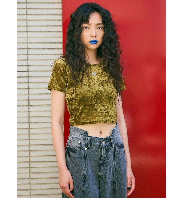 MURUA「クロップドシアーベロアTシャツ」|Tシャツ・カットソー|